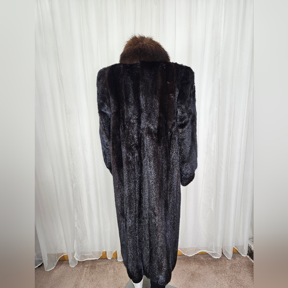 Gorgeous Two-Tone Brown Glam Mink Fur Coat With Bracelet Cuff Medium - Picture 9 of 13